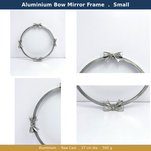 <b>Silver</b> Cast Metal Wall <b>Mirror</b> <b>Frame</b> Four Ribbon Bows Decorative Aluminium Wood Bow <b>Mirror</b> for Nursery Dressing Room Home Decor - Product Image 2