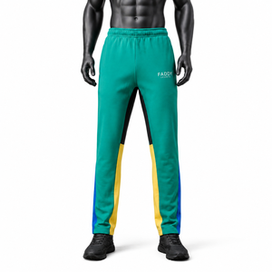 Pantalon de survêtement unisexe en molleton oversize à blocs de couleur avec logo personnalisé pour homme – Vente en gros - Product Image 1