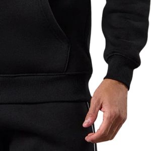Sudadera con Capucha Negra para Hombre, con Ribete, de Forro Polar, Informal, de Manga Larga, Deportiva, para Gimnasio, Ropa Urbana, Moda de Invierno - Product Image 6