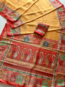 Sari de Seda Dola Festivo Especial con Tejido Zari Completo y Diseño de Impresión Digital Premium - Product Image 2