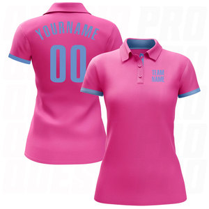 Polos personnalisés à manches courtes pour hommes, polos de golf rose et bleu clair, polos de golf performants, respirants et anti-transpiration - Product Image 5