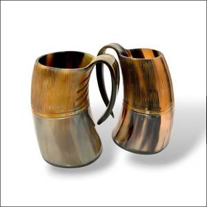Mug à boire en corne naturelle polie de qualité supérieure, écologique, personnalisable, style Inde Viking, réutilisable et lavable - Product Image 1