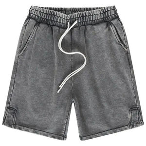 Pantalones Cortos con Cordón Ajustable, Lavado Ácido, 100% Algodón, Estilo Vintage, para Gimnasio, Ropa Deportiva, Venta al Por Mayor de Fábrica - Product Image 4