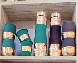 Premium Hammered Copper <b>Bottle</b> with Anti-Corrosion Coating Screw-On Lid 0-6 Hours Thermal Insulation Direct Drinking - Product Image 1
