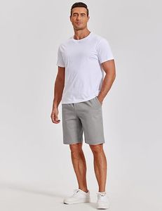 Shorts chino pour homme en nylon/acrylique haut de gamme, anti-humidité, taille haute, fermeture boutonnée, motif uni, logo frontal, décontracté, pour l'été - Product Image 3