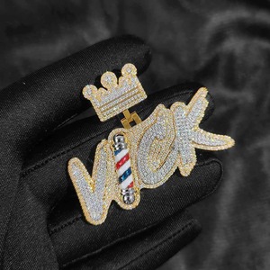 Collar de corona chapado en rodio con micro pavé de perlas de agua dulce y circonitas, estilo Hip Hop Barber Clipper, para hombre, joyería llamativa - Product Image 1