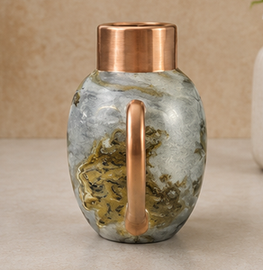 Modern <b>Marble</b> Pattern Copper Handle Jug Other Drinkware Premium High Capacity Ayurvedic Wellness <b>Bedside</b> Carafe with Integrated - Product Image 1