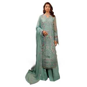 Robes de soirée brodées de luxe pour femmes, tenue de fête pakistanaise, ensemble 3 pièces, taille et couleur personnalisées, robe de mariage traditionnelle - Product Image 1