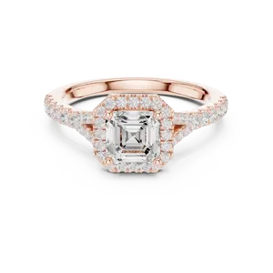 Anillo de Compromiso Unisex de Oro Sólido de 18K Hecho a Medida con Diamante Radiante de Laboratorio de 2.50 CT y Piedras Laterales Brillantes de 0.79 CTW - Product Image 3