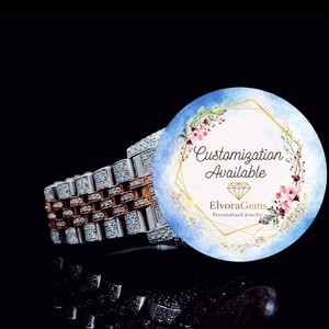 Reloj Hip Hop Elvoragems Personalizado con Diamantes Moissanite VVS |   Correa de Acero Inoxidable Unisex de Lujo, Resistente al Agua 10 Bar, 24 CT - Product Image 4