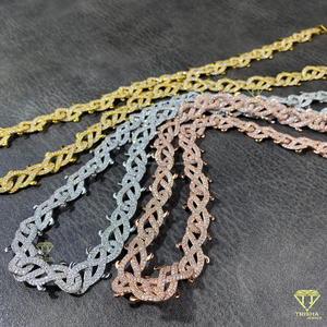 Luxury Hip Hop Jewelry <b>Men</b> Twisted Thorn <b>Chain</b> 925 Sterling Silver Moissanite <b>Diamond</b> Spiny Design Necklace - Product Image 3