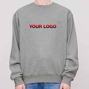 Sweat-shirt à col rond pour homme en coton gris doublé polaire, coupe classique, décontracté, avec impression de lettres sur le devant par transfert thermique, anti-rétrécissement - Product Image 2