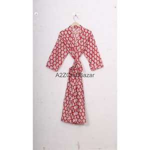 Bata Kimono 100% Algodón con Estampado Floral para Mujer, Ropa de Noche de Verano, Vestido de Playa, Bata con Logo Trasero - Product Image 4