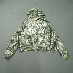 Sudaderas con Capucha y Cremallera con Estampado de Camuflaje para Unisex, con Logotipo de Parche Aplicado, Sudadera con Capucha y Cremallera de Algodón de Primera Calidad, Estilo Urbano - Product Image 1