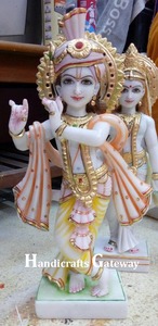 Magnifique Statue de Krishna en marbre peinte à la main - Product Image 6