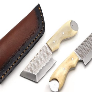 Couteau de chasse à lame fixe en acier Damas fait main sur mesure Trend Blades avec pointe en clip, manche en bois et étui en cuir sur mesure - Product Image 3