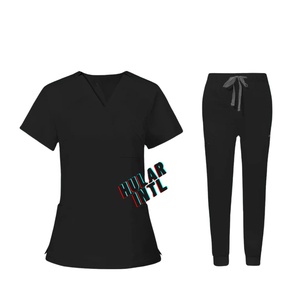 Tenues d'infirmières, ensembles d'hôpitaux, blouses médicales unisexes, uniformes d'infirmières en tissu peigné Spandex/Polyester - Product Image 1