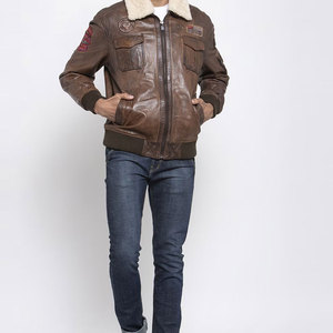 Basic Design Premium Quality <b>Shearling</b> Leather <b>Jacket</b> Classic Look Trendy Product Fashionable <b>Bomber</b> Faux Fur Leather <b>Jacket</b> - Product Image 5