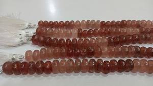 Cuentas de Cuarzo Rosa Fresa Natural, Lisas, de 8-10 mm, Vendidas por Hilo de 8 Pulgadas de Largo - Product Image 3