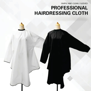 Cape de coiffure blanche à manches longues en nylon, résistante à l'eau, portable, couleur personnalisable, protectrice et réutilisable pour salon de coiffure - Product Image 2