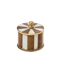 NEW ARRIVAL RISING INTERNATIONAL Decorative Storage TRINKLET <b>BOX</b> <b>Lid</b> Shell Design Brown White Stripe Pattern Decor <b>BOX</b> - Product Image 1