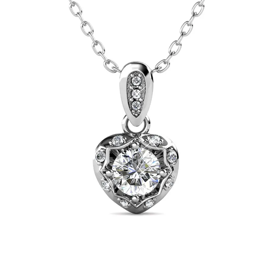 Lage Moq 925 Zilver Premium Oostenrijkse Kristallen Sieraden Vintage Hart Hanger Ketting Liefde Voor Vrouwen Destiny Sieraden