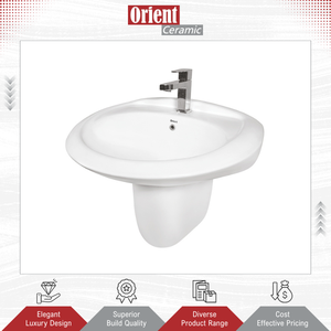 Fabricant indien vendant des articles sanitaires en céramique blanche de la plus haute qualité, lavabo demi-piedestal élégant pour lavage des mains, en vente - Product Image 3