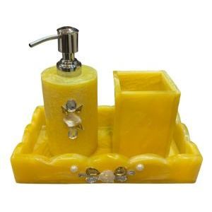 Ensemble de salle de bain en résine blanche de luxe avec plateau, comprenant un distributeur de savon et un gobelet - Product Image 6