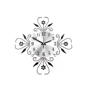Modern Black Metal Wall <b>Clock</b> Abstract Geometric Design Quartz Analog Silent Living Room Decor Round Single Face - Product Image 2