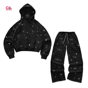 Conjunto Deportivo CARE MASTER con Estampado de Estrellas, Sudadera con Capucha y Pantalones Largos Unisex, Corte Holgado Informal para Otoño - Product Image 1