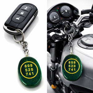 Llavero de Jade Verde con Moneda Zibu, Colgante de Cristal con Número de la Suerte, Anillo para Llaves de Coche/Bicicleta, Protección Vastu, Regalo Espiritual, Artículo al por Mayor - Product Image 6