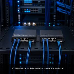 Convertisseur Optique Gigabit 4 Canaux Indépendants 1 SC vers 4 Ports RJ45 20KM Fibre Unique Isolation VLAN Convertisseur de Média Réseau Fibre Optique - Product Image 5