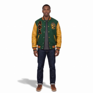 Blouson universitaire personnalisé haut de gamme pour homme en laine méltone 550 GSM et cuir de vachette, style Letterman archivistique, pour fraternités et HBCU, vêtement d'extérieur OEM - Product Image 1