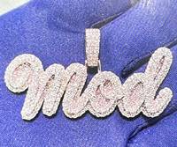 Pendentif Lettre Hip Hop Iced Out en Moissanite, Chaînes en Or, Bijoux en Argent 925 Plaqué Rhodium pour Cadeau et Fête