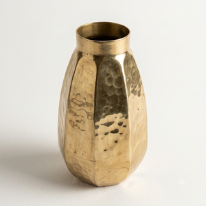 Vase en métal doré martelé fait main, pot à fleurs cannelé et facetté, grand centre de table de luxe pour la décoration de la maison, de l'hôtel et du salon - Product Image 3