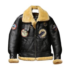 Chaqueta de Cuero Inteligente de Invierno para Hombre, Diseño Personalizado de Piel de Oveja, Estilo B3 Bomber, Bordado, Talla Grande, Venta Caliente OEM - Product Image 2