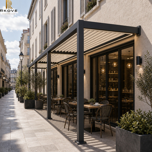 Pérgola Bioclimática Motorizada de Aluminio RKOVE RK-C1 Premium de 3x6m, Montada en Pared, con LED Cálido para Cafetería, Pasillo o Terraza - Product Image 6