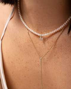 สร้อยคอรูปตัว Y ประดับเพชร ทองคำแท้ 14K/18K ปรับขนาดได้ 7 นิ้ว ดีไซน์เรียบหรู สไตล์มินิมอล โซ่แบบ Curb Chain สำหรับงานปาร์ตี้คริสเตียน - Product Image 3