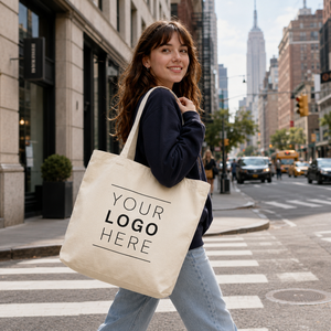 Custom Logo Organic Cotton <b>Canvas</b> <b>Tote</b> Bag Reusable Shopping Bag Long Handle Soft Shoulder Bag for Daily Travel - Product Image 4