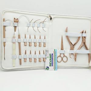 Kit d'outils pour extensions de cheveux, couleur beige, pinces en acier inoxydable, aiguille à crochet, ensemble de boucles pour extensions de cheveux à micro-anneaux et nano-anneaux - Product Image 2