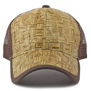 Woven Straw Trucker Cap Adjustable Mesh Back Unisex Casual <b>Hat</b> <b>for</b> Spring Summer Adults 6-Panel Design - Product Image 1