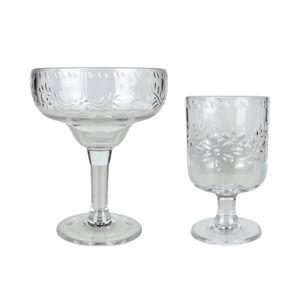 Gobelet en verre floral gaufré vert avec pied, style vintage, vaisselle de table - Product Image 4