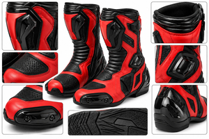 Bottes de course en cuir pour moto, taille adulte unisexe, chaussures de protection professionnelles pour motocross, bottes de course en cuir à coque rigide - Product Image 6
