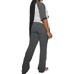 Ladies Casual Lounge Wear Two Piece Set Loose Fit <b>Top</b> Drawstring Pants Summer Outfit Custom Logo - Product Image 4