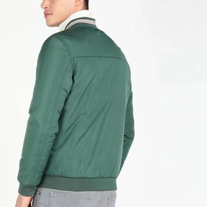 Chaqueta Bomber Verde para Hombre, Cierre de Cremallera, Color Sólido, Resistente al Viento, Estilo Casual para Otoño, Corte Regular, Material de Poliéster - Product Image 3