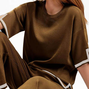Women's Casual Solid <b>Tie</b> <b>Dye</b> Embroidery Knitted 2-Piece <b>Set</b> Crew Neck Short Sleeve Top Shorts Loose Fit 100% Cotton Breathable - Product Image 4