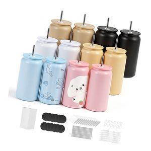 Set da 12 bicchieri termici da 470 ml in acciaio inossidabile multicolore per sublimazione, con coperchi e cannucce, a doppia parete, a forma dritta, per acquisti all'ingrosso - Product Image 1