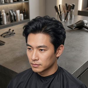 วิกผม Taz Hair BD สำหรับผู้ชาย ผมแท้แบบอินเดีย Remy  แบบติดกาวด้านหน้า PU  ทรงผมหยิกแบบ Kinky Curl  แสกกลาง/แสกซ้าย  ความหนาแน่น 90%-150% - Product Image 1