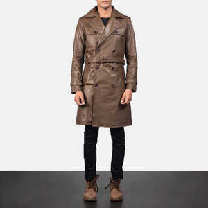 Nuevo abrigo de cuero de gamuza elegante para hombre, abrigo de cuero de longitud completa para hombre, abrigo con logotipo personalizado de alta calidad - Product Image 4