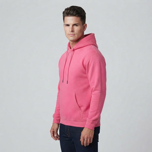 <b>Men's</b> <b>Pink</b> Hooded <b>Sweatshirt</b> Regular Fit Fleece Cotton Casual Pullover With Pocket Autumn Wear - Product Image 5